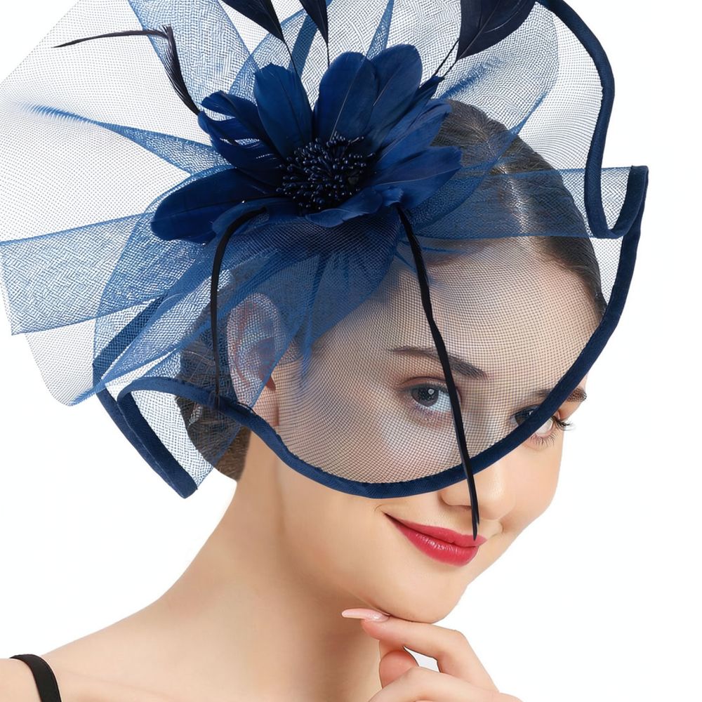 Women'S Fashion Kentucky Derby - إكسسوار شعر عصري من الشبك والريش،